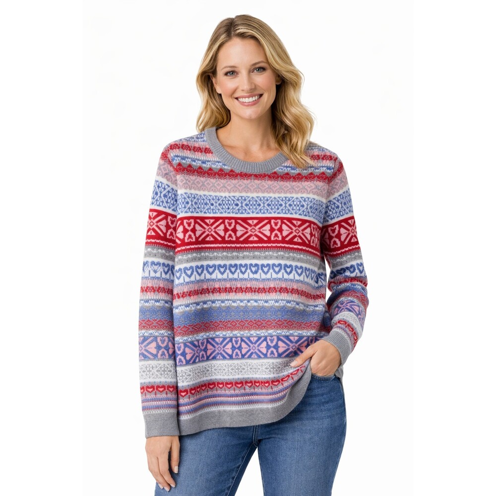 NWT CJ Banks Womens Plus Size 1X 16/18W Hearts Geometric Sweater  Soft Cozy CR60